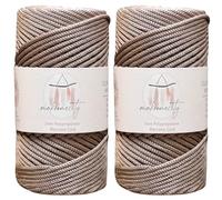 Makromecity, 2 écheveaux de cordon en polyester macramé 3 mm x 120 m 3 mm, cordon en polypropylène vison pour macramé, sacs, sous-plaque, tapis
