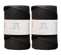 Makromecity, 2 écheveaux de cordon en polyester macramé 5 mm x 94,8 m 5 mm en polypropylène noir, pour suspension murale, sacs, sous-plaque, tapis