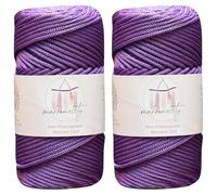 Makromecity, 2 écheveaux de cordon en polyester pour macramé, 3 mm x 120,1 m (120,1 m) 3 mm, lilas pour macramé, sac, sous-plaque, tapis