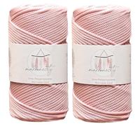 Makromecity, 2 écheveaux de cordon en polyester pour macramé - 3 mm x 120 m x 3 mm - Rose - Pour suspension murale, sacs, sous-plaque, tapis