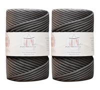 Makromecity, 2 écheveaux de cordon en polyester pour macramé, 5 mm x 94,8 m et 5 mm, en polypropylène, anthracite, pour suspension murale, sacs, sous-plaque, tapis