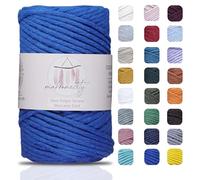 Makromecity Corde Simple Brin pour macramé, Corde de Coton recyclé pour Loisirs créatifs, pour tentures, 3 mm x 90 m, 1 écheveau, Bleu Saxon
