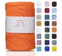 Makromecity Corde simple brin pour macramé, corde de coton recyclé torsadée pour loisirs créatifs, pour tentures, 3 mm x 90 m, 1 écheveau, orange
