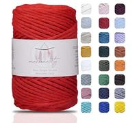 Makromecity Corde simple brin pour macramé, corde de coton recyclé torsadée pour loisirs créatifs, pour tentures, 3 mm x 90 m, 1 écheveau, rouge
