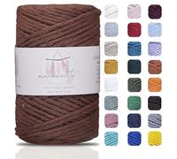 Makromecity Corde simple brin pour macramé, corde de coton recyclé torsadée pour loisirs créatifs, pour tentures, 3 mm x 90 m, 1 écheveau, marron (Bitter Coffee)
