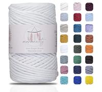 Makromecity Corde simple brin pour macramé, corde de coton recyclé torsadée pour loisirs créatifs, pour tentures, 3 mm x 90 m, 1 écheveau, blanc