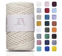 Makromecity, Cordon en coton écru pour macramé,3 mmx100 m,3 mm,Fil simple de 3 mm,Pour le macramé et les travaux manuels,Pour les tentures murales, porte-clés (29 couleurs disponibles),Écru)
