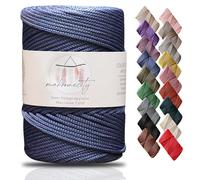Makromecity, Cordon en polyester macramé de qualité supérieure - 3 mm x 100 m - 3 mm, bleu denim - Cordon pour macramé - Pour suspensions murales, sacs, sous-plaque, tapis