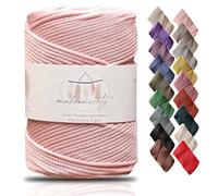 Makromecity, Cordon en polyester macramé de qualité supérieure - 3 mm x 100 m - 3 mm - Cordon en polypropylène rose pour macramé, crochet, artisanat, pour suspensions murales, sacs, sous-plaque, tapis