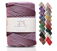 Makromecity, Cordon en polyester macramé de qualité supérieure - 3 mm x 100 m - 3 mm - Cordon en polypropylène pour macramé, artisanat, pour suspensions murales, sacs, sous-plaque, tapis