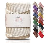 Makromecity, Cordon en polyester macramé de qualité supérieure - 3 mm x 100 m - 3 mm, en polypropylène écru pour macramé, crochet, artisanat, pour suspensions murales, sacs, sous-plaque, tapis