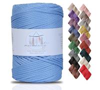 Makromecity, Cordon macramé en polyester de qualité supérieure - 3 mm x 120 m - 3 mm, bleu layette - Cordon pour macramé, artisanat, pour suspensions murales, sacs, sous-plaque, tapis
