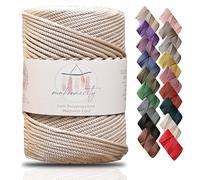 Makromecity, Cordon macramé en polyester de qualité supérieure - 3 mm x 120 m - 3 mm - Cordon en polypropylène pour macramé, crochet, artisanat, pour suspensions murales, sacs, sous-plaque, tapis