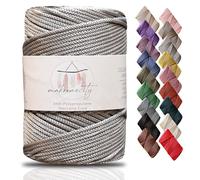 Makromecity, Cordon macramé en Polyester de qualité supérieure - 3 mm x 120 m - 3 mm, Gris Clair - Cordon pour macramé, Artisanat, pour suspensions murales, Sacs, sous-Plaque, Tapis