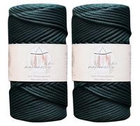 Makromecity, cordon macramé polyester 3mm x 120m vert forêt - Cordon pour macramé, crochet, sac en macramé, artisanat pour suspensions murales, sacs, base 2 pelotes