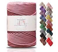 Makromecity, Cordon macramé Polyester qualité supérieure - 3 mm x 120 m - Rose poudré - Cordon Artisanat, suspensions murales, Sacs, sous-Plaque, Tapis