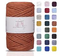 Makromecity, Cordon Simple Brin en Coton pour macramé - 3 mm x 90 m (100 m) - 3 mm pour macramé - pour décoration Murale, Porte-clés (Brique)