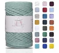 Makromecity, Cordon Simple Brin pour macramé - 3 mm x 100 m - 3 mm x 100 m - Cordon en Coton crêpe Vert 3 mm pour macramé - Fil en Coton recyclé (Vert crêpe, 1 écheveau)