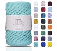 Makromecity, Cordon Simple Brin pour macramé - 3 mm x 90 m - 3 mm x 100 m - 3 mm - Couleur Menthe - Cordon en Coton recyclé pour macramé et Artisanat - pour suspensions murales - Couleur Menthe - 1