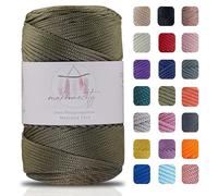Makromecity Fil de macramé,2 mmx230 m,En polyester de qualité supérieure,Pour artisanat, décoration de la maison, assiette de table, sac à main, coureur,Attache-tétine,20 couleurs (vert olive)