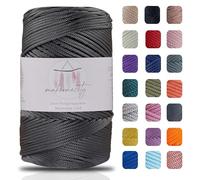 Makromecity Fil de macramé,2 mmx230 m,En polyester de qualité supérieure,Pour artisanat, décoration de la maison, assiette de table, sac à main, coureur,Attache-tétine,20 couleurs (gris foncé)