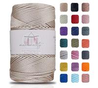 Makromecity Fil de macramé de qualité supérieure,2 mmx230 m,En polypropylène,Pour artisanat, décoration de la maison, assiette de table, sac à main, coureur, attache-tétine,20 couleurs (latte)
