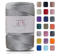 Makromecity Fil pour macramé,2 mmx230 m,En polyester de qualité supérieure,Pour artisanat,Décoration d'intérieur,Assiette de présentation,Sac à main,Attache tétine,20 couleurs (gris clair)