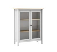 MAKS - Vitrine Basse 2 Portes en Pin Massif Blanc -
