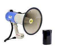Makson Mégaphone MKS65BAT 65W Porte-voix rechargeable de 65W avec portée de 1200m, batterie Li-Ion, ports USB/SD/AUX, sirène et fonction