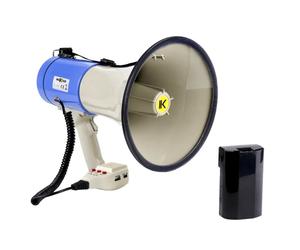 Makson Mégaphone MKS65BAT 65W Porte-voix rechargeable de 65W avec portée de 1200m, batterie Li-Ion, ports USB/SD/AUX, sirène et fonction