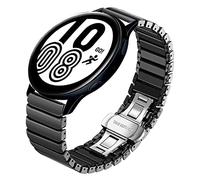 MaKTech 22mm Bracelet à Maillons en Céramique Compatible avec Samsung Galaxy Watch 3 45mm/46mm,Huawei Watch 4/3 & Ultimate/GT 4/3 46mm Pro,Amazfit GTR 3/2 (Noir)