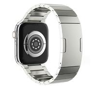 MaKTech Bande de Titane,Bracelet en Métal Léger avec Boucle Intégrée,pour Apple Watch 10/9/Ultra 2/SE/8/7[2024] (46mm/45mm/44/49mm,Argent)