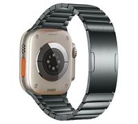 MaKTech Bracelet de Montre en Titane,Ceinture de Connexion Légère à Coins Arrondis en Métal avec Boucle Encastrée,pour Apple Watch 10/9/Ultra 2/SE/8/7[2024] (46mm/45mm/44/49mm,Gris)