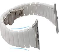 MaKTech Bracelet en Céramique pour Apple Watch,Cintrée Lien Ceinture Bande Compatible avec Apple iWatch Série 11/10/9/8/7,SE 3/2/1 [2025] (42mm/41mm/40mm,MAIGRIR-Blanc)