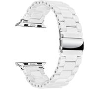 MaKTech Bracelet en Céramique Trois Pièces,Compatible avec les Séries Apple Watch/9/Ultra 2/SE/8/7[2024] (46mm/45mm/44/49mm,Blanc)