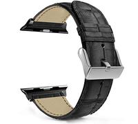 MaKTech Bracelet en Cuir Modèle de Section de Crocodile Compatible avec Apple iWatch Série 10/9/Ultra 2/SE/8/7[2024] (46mm/45mm/44/49mm,Noir)