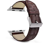 MaKTech Bracelet en Cuir Modèle de Section de Crocodile Compatible avec Apple iWatch Série 10/9/Ultra 2/SE/8/7[2024] (46mm/45mm/44/49mm,Marron)