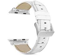 MaKTech Bracelet en Cuir Modèle de Section de Crocodile Compatible avec Apple iWatch Série 11/10/9/8/7,SE 3/2/1 [2025] (42mm/41mm/40mm,Blanc)