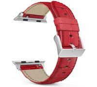 MaKTech Bracelet en Cuir Modèle de Section de Crocodile Compatible avec Apple Watch Série 11/10/9/8/7,Ultra 3/2/1,SE 3/2/1 [2025] (46mm/45mm/44mm/49mm,Rouge)