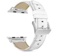 MaKTech Bracelet en Cuir Modèle de Section de Crocodile Compatible avec Apple Watch Série 11/10/9/8/7,Ultra 3/2/1,SE 3/2/1 [2025] (46mm/45mm/44mm/49mm,Blanc)