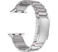 MaKTech Bracelet en Titane,Bande en Métal avec Boucle Tortue,Compatible avec les Séries Apple Watch 8/7/6/SE/Ultra/2022 (45mm/44mm/49mm,Argent)