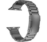 MaKTech Bracelet en Titane pour Apple Watch - Bande en Métal avec Boucle Tortue,pour iWatch 10/9/Ultra 2/SE/8/7[2024] (42mm/41/40mm,Zone Grise)