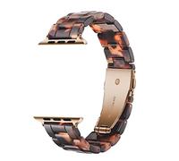 MaKTech Résine Bracelet Poids Léger avec Fermoir en Acier Compatible avec Apple iWatch Série 10/9/Ultra 2/SE/8/7[2024] (42mm/41/40mm,Ton Tortue)
