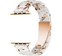MaKTech Résine Bracelet Poids Léger avec Fermoir en Acier Compatible avec Apple iWatch Série 10/9/Ultra 2/SE/8/7[2024] (46mm/45mm/44/49mm,Nougat Blanc)