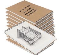 MAKTSAM Lot de 10 carnets de croquis A4 de 160 g/m², 60 pages/30 feuilles à spirales, papier kraft A4, carnet de croquis paysage, carnet de croquis pour dessin, peinture, création artistique