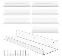 MAKTSAM Lot de 8 étagères flottantes Invisibles de 38 cm à Fixation Murale en Acrylique Transparent, étagère de Rangement Invisible pour la Maison, la Cuisine, la Salle de Bain, Le Salon