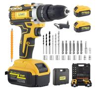 MAKTUL Perceuse Percussion Sans Fil à Batterie 2x4000mAh 20V, Marteau Perforateur Visseuse Devisseuse Électrique Multifonction avec Accessoires 100% Compatible, LED Niveau Réglage Couple, 2 Vitesses