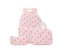 Makukke Sac à dos d'école 3 pièces en velours côtelé pour filles avec sac à déjeuner isotherme et trousse à crayons, sac à dos esthétique kawaii pour l'école secondaire, sac à dos pour ordinateur