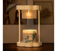 MAKYTWOW Lampe chauffe-bougie avec variateur d'intensité, minuterie 2h/4h/8h, compatible avec Yankee Candle - Veilleuse de sécurité pour bougies parfumées en pot (blanc crème)