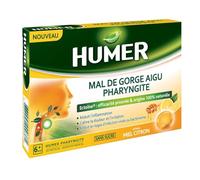 Humer Mal de Gorge Aigu Pharyngite Arôme Miel Citron dès 6 ans 20 pastilles